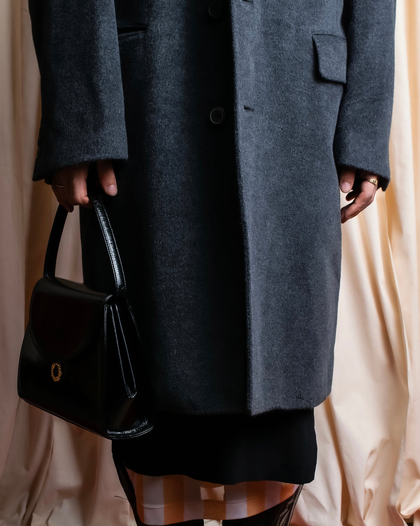 "GIANERANCO FERRE" Angora wool blend long chester coat