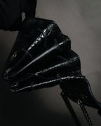 –SPECIAL– "VALENTINO GARAVANI" 2010’s Noir rockstud exotic patchwork chain bag