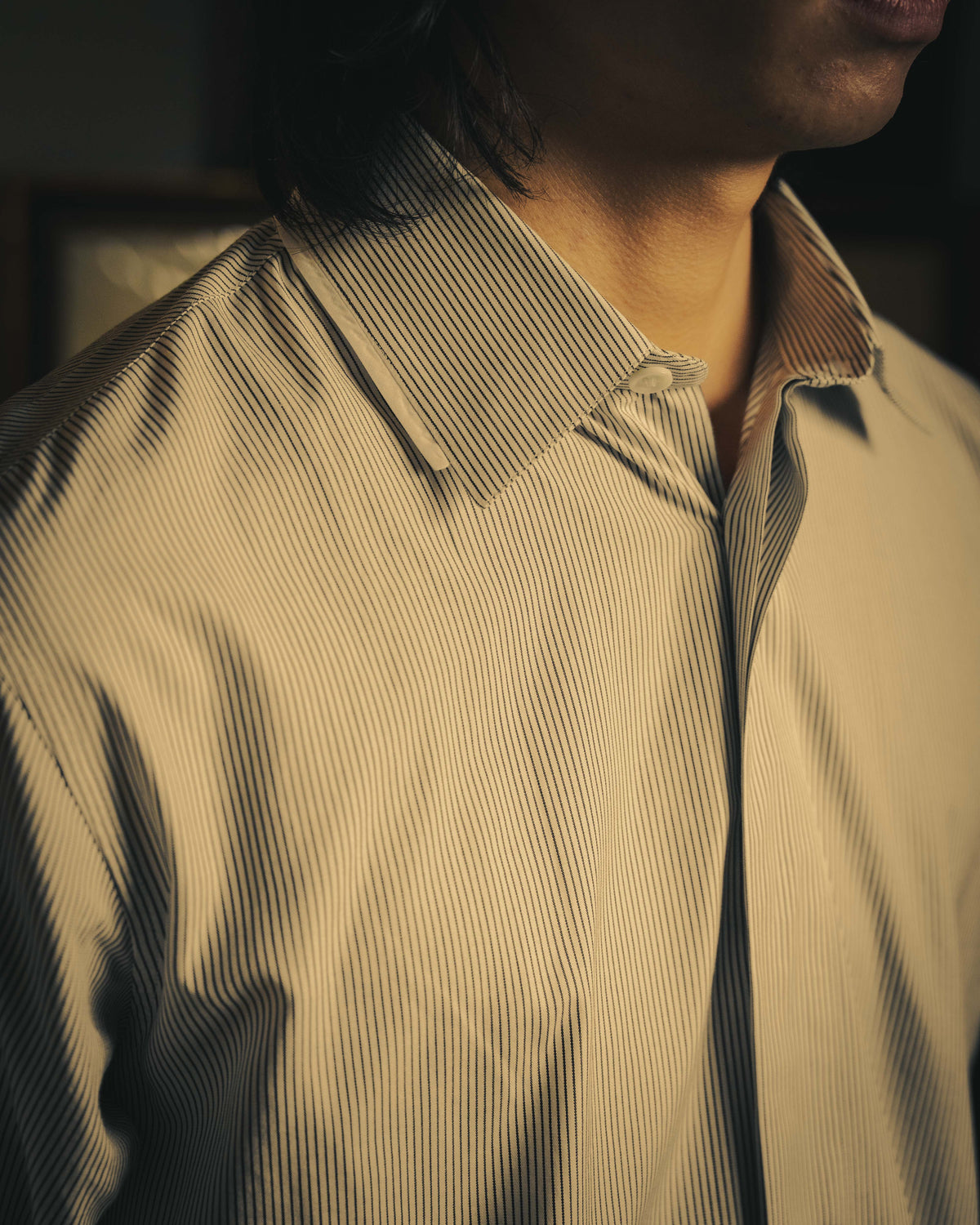 -SPECIAL- "Dior" 00's-10's Fine pinstripe concealed placket dress shirt