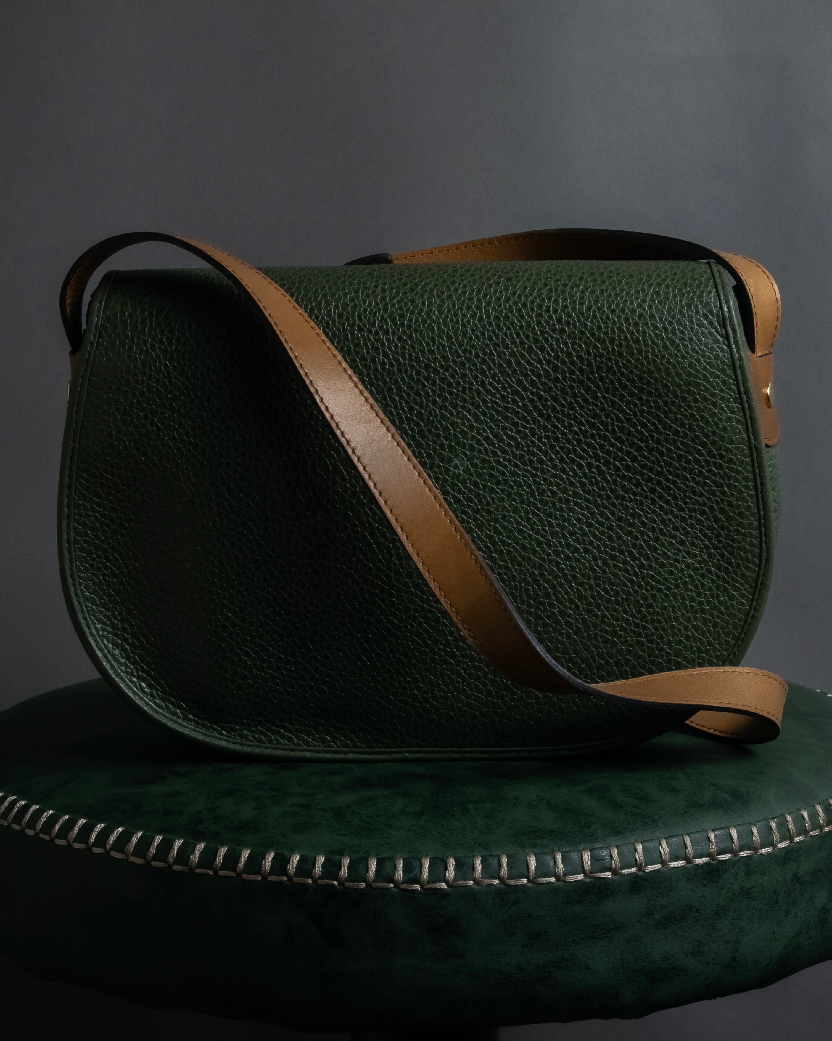 "Christian Dior" 80’s-90’s equestrian grain leather shoulder bag