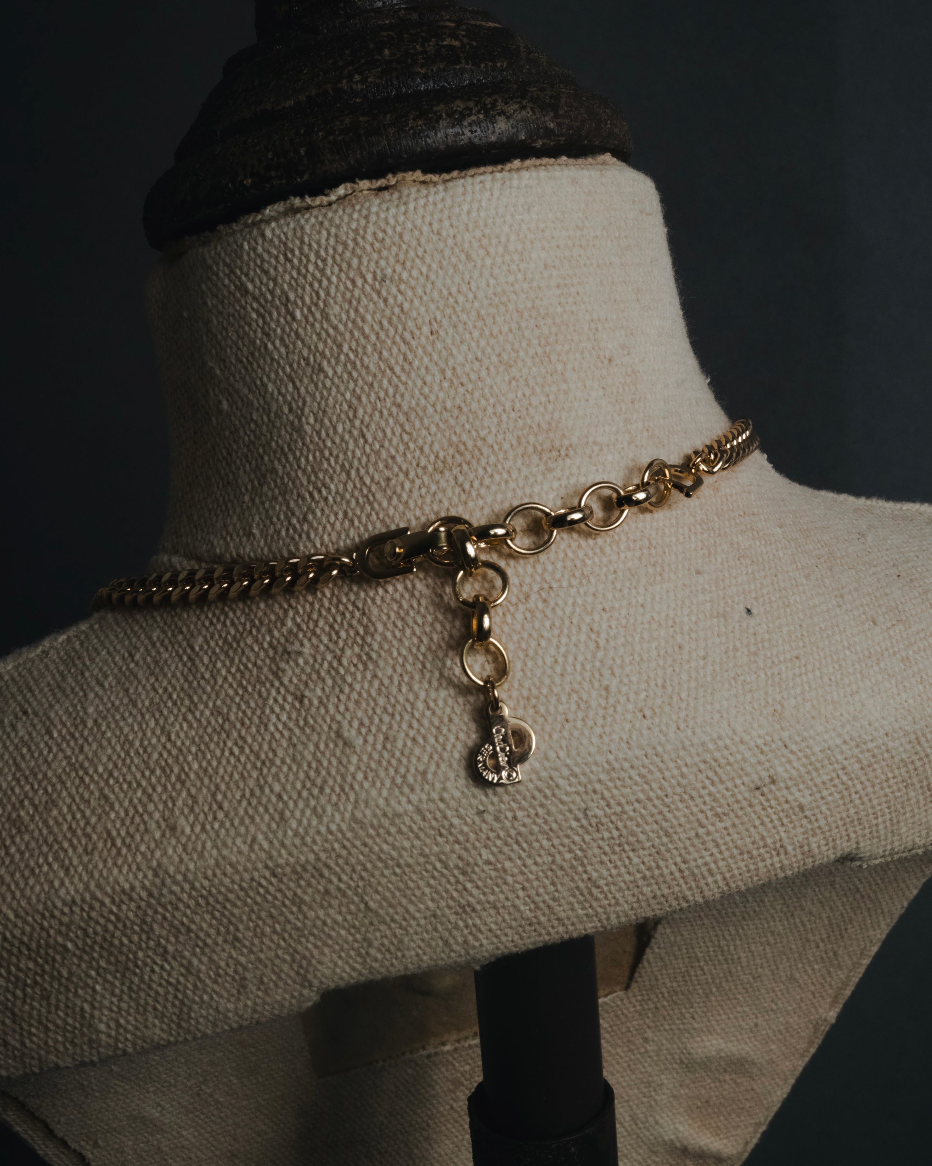 "Christian Dior" Geometric Y-link crystal pendant necklace