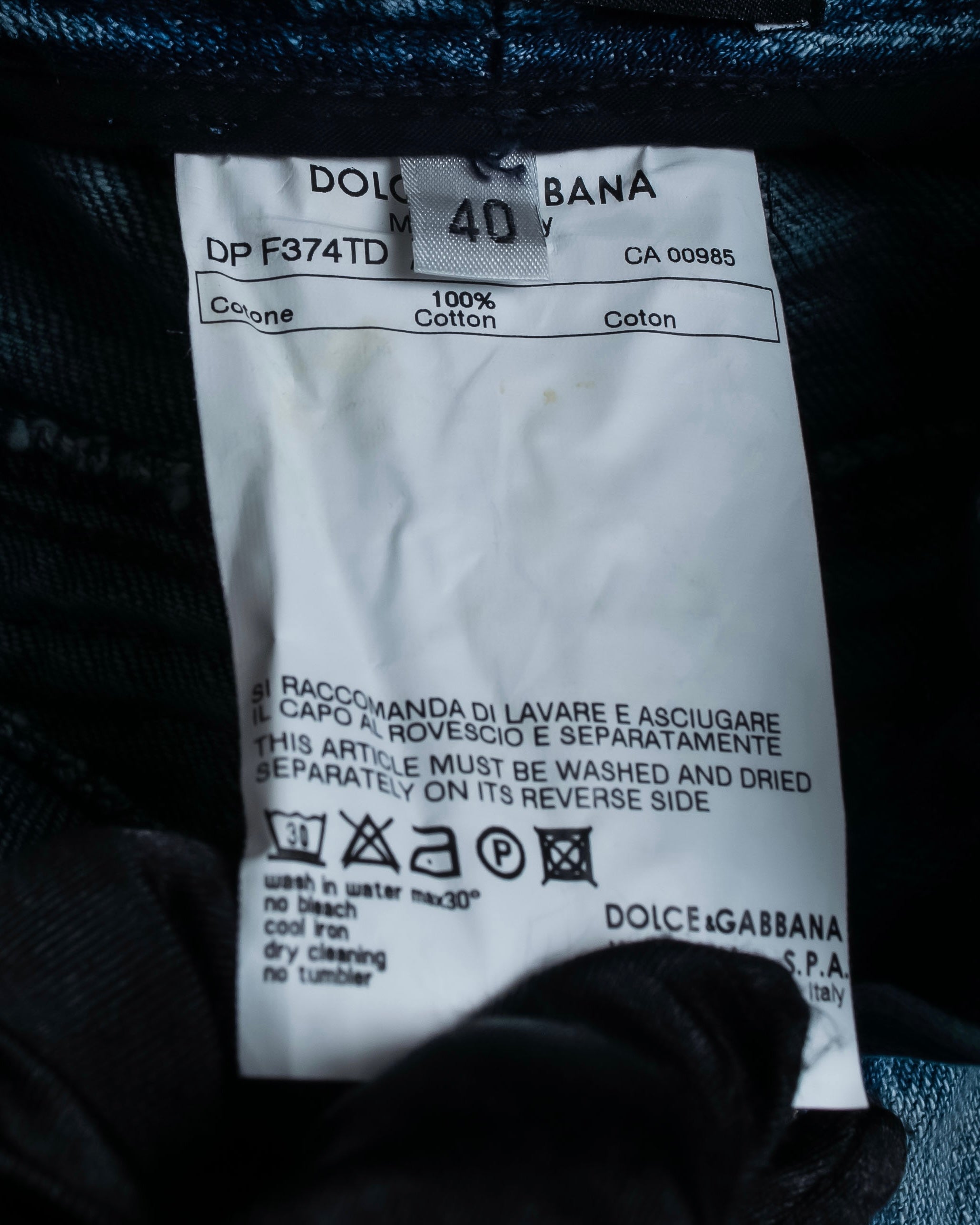 "Dolce & Gabbana" Gold zip detail distressed straight denim