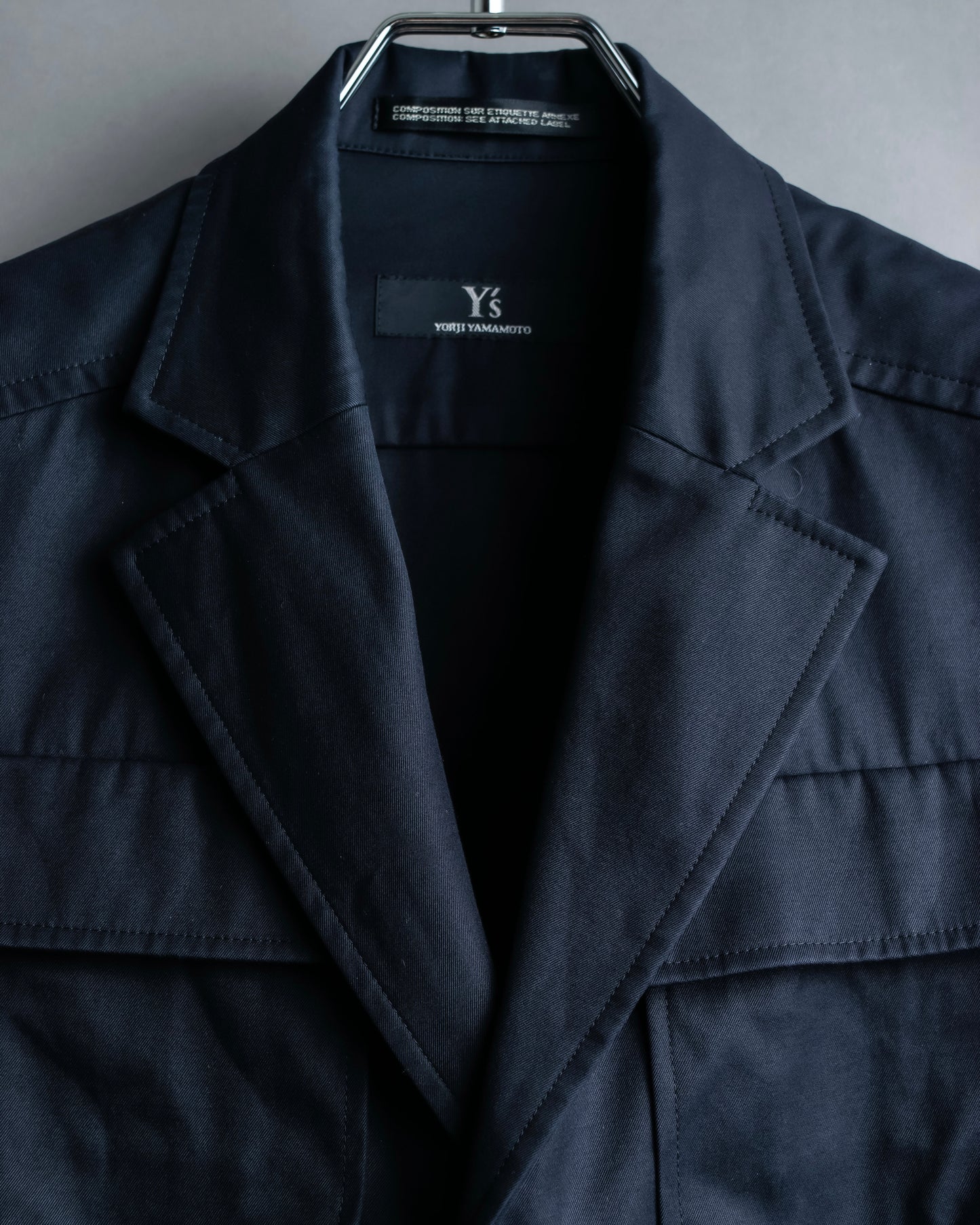 "Y's" 4 pocket military detail black tailored jacket