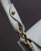 "Salvatore Ferragamo" Gancini motif structured white leather bag