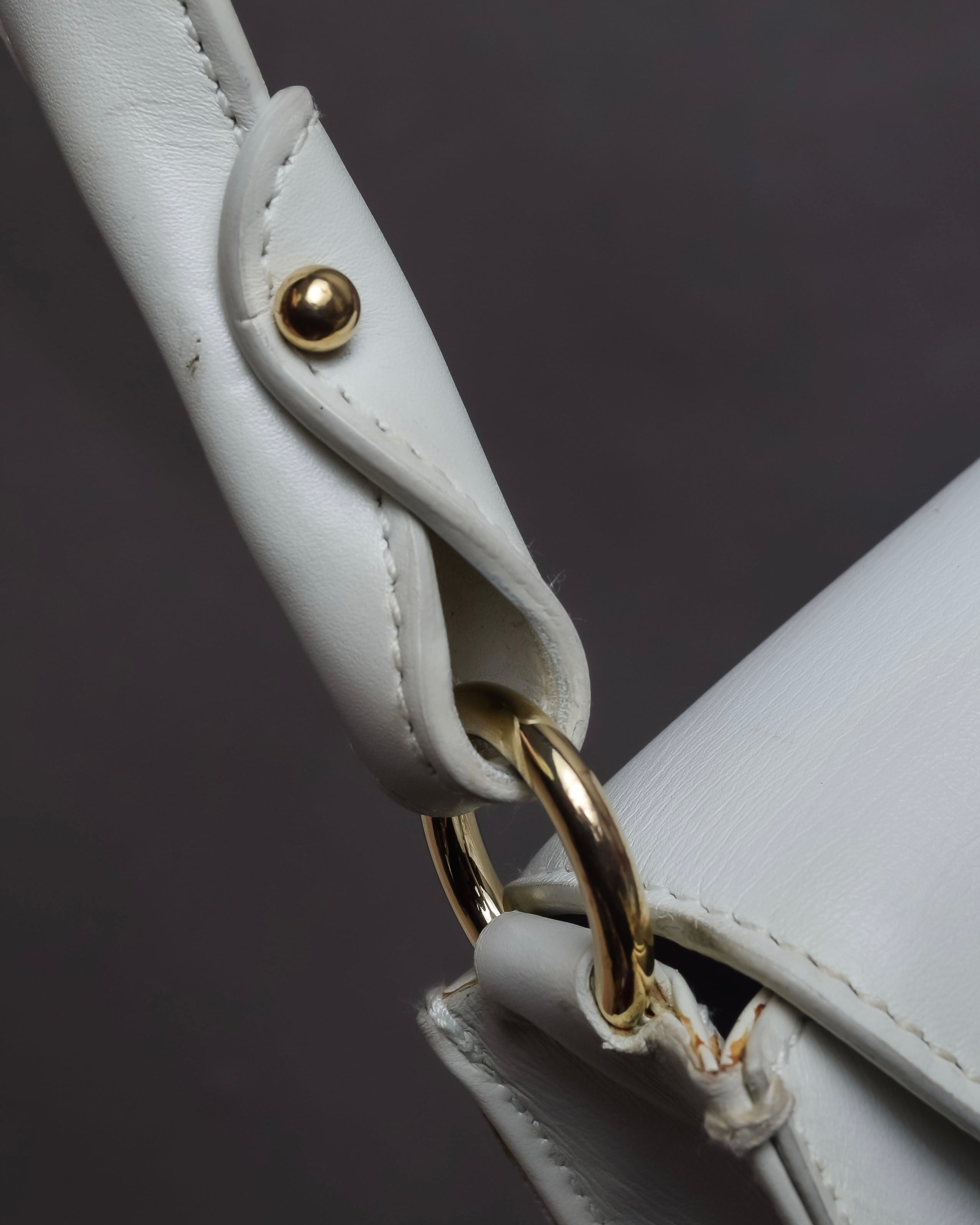 "Salvatore Ferragamo" Gancini motif structured white leather bag