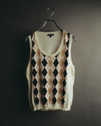 “BURBERRY LONDON” 00’s-10’s argyle cotton cardigan＆vest