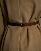 "BURBERRY" Gold circle metal design waist mark leather belt