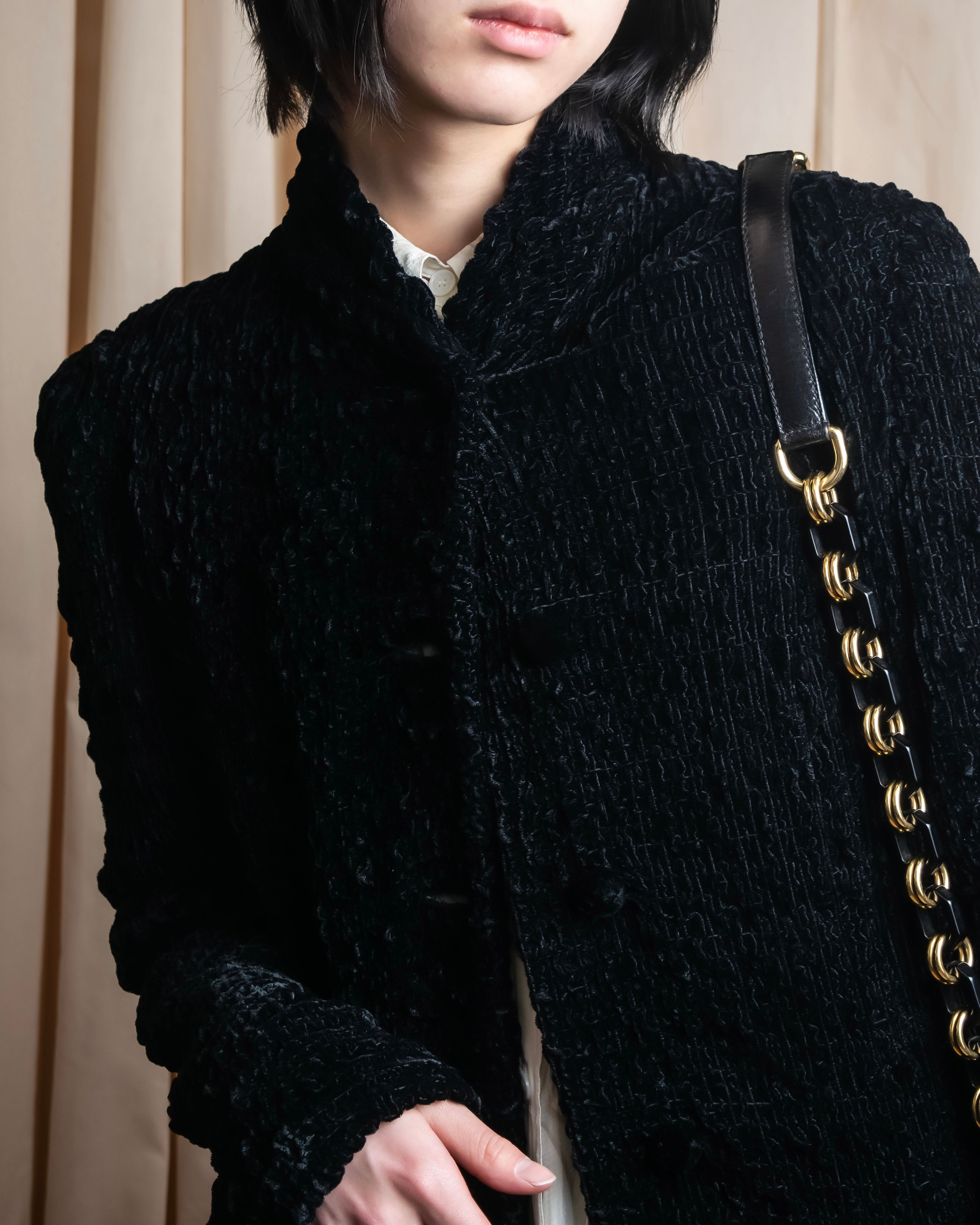 "GIORGIO ARMANI" Stand collar velour long coat