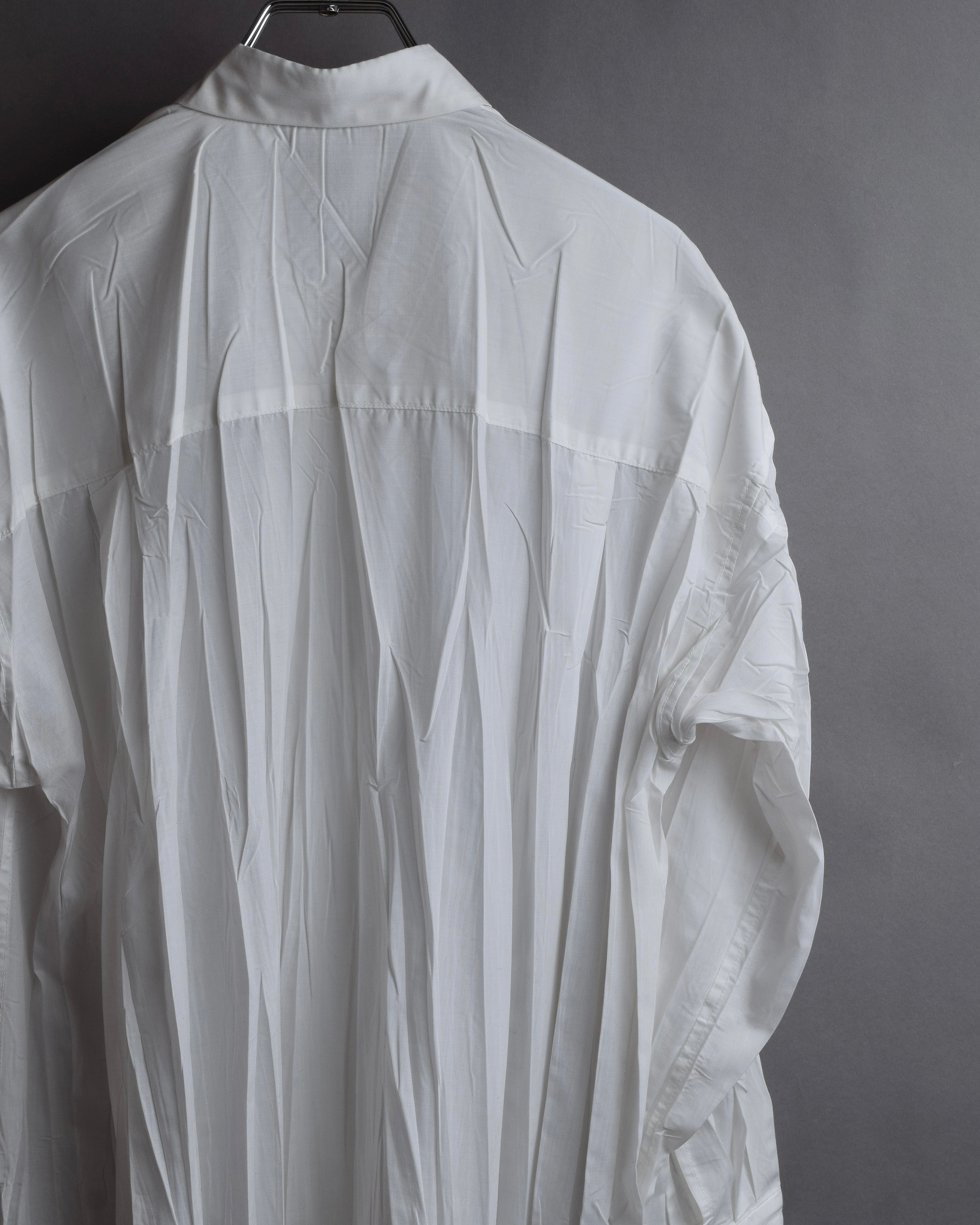 "ISSEY MIYAKE" Pleated design polyester long shirt