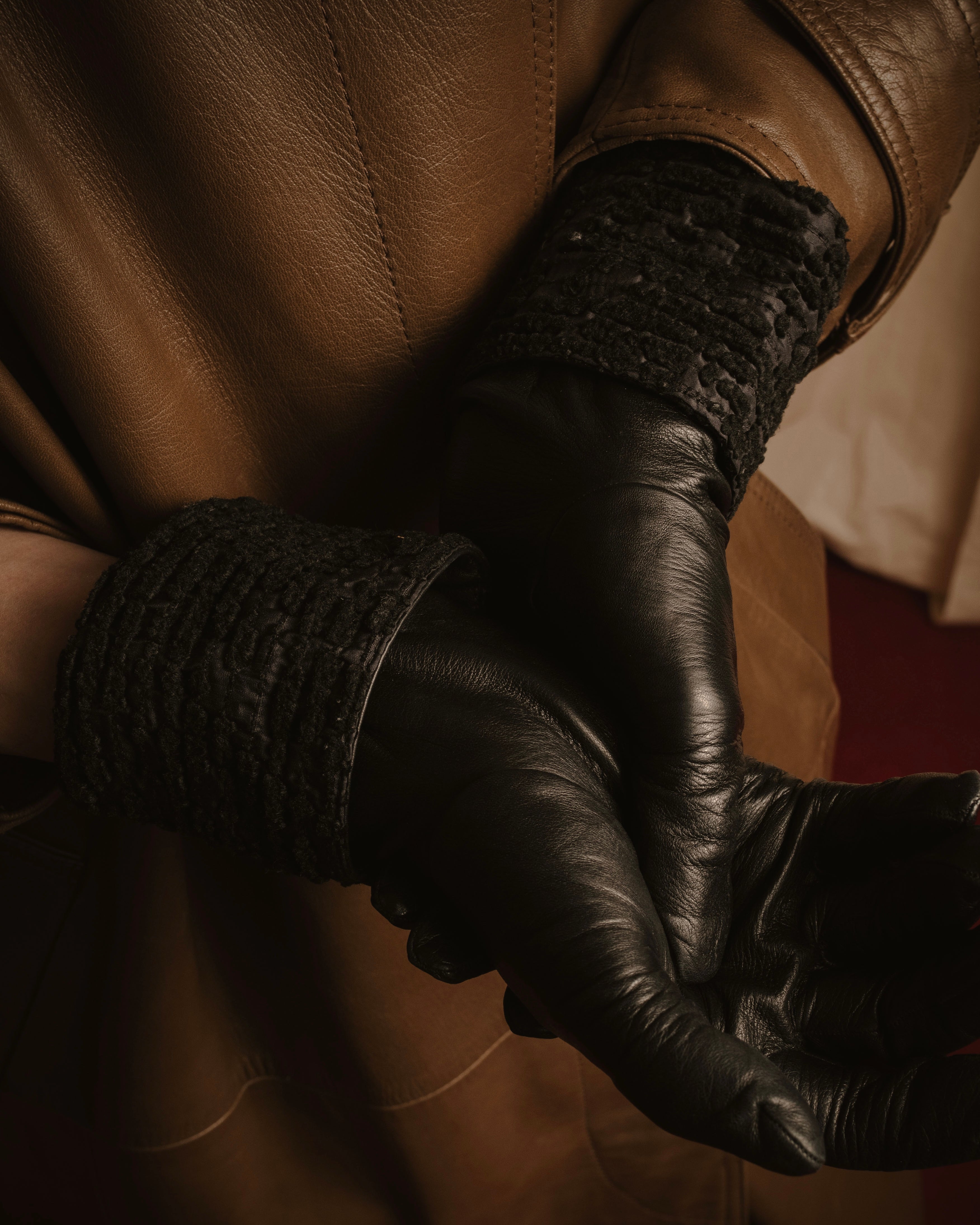 -SPECIAL- "HERMES" 90's Astrakhan combination leather gloves