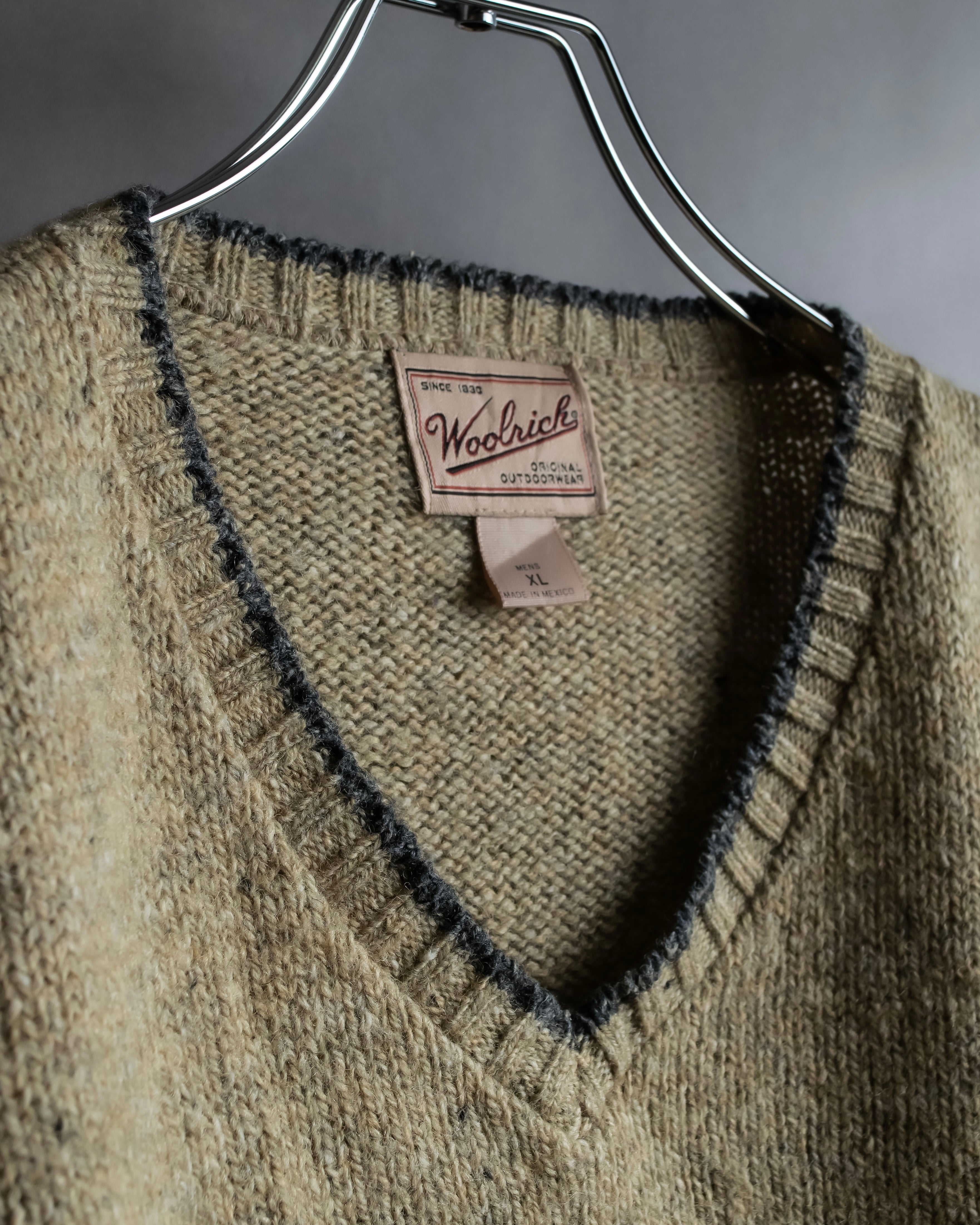 "Vintage oversized ribbed V-neck knit pullover"