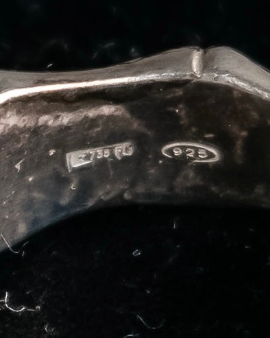 "GUCCI" Bamboo motif stone top silver ring