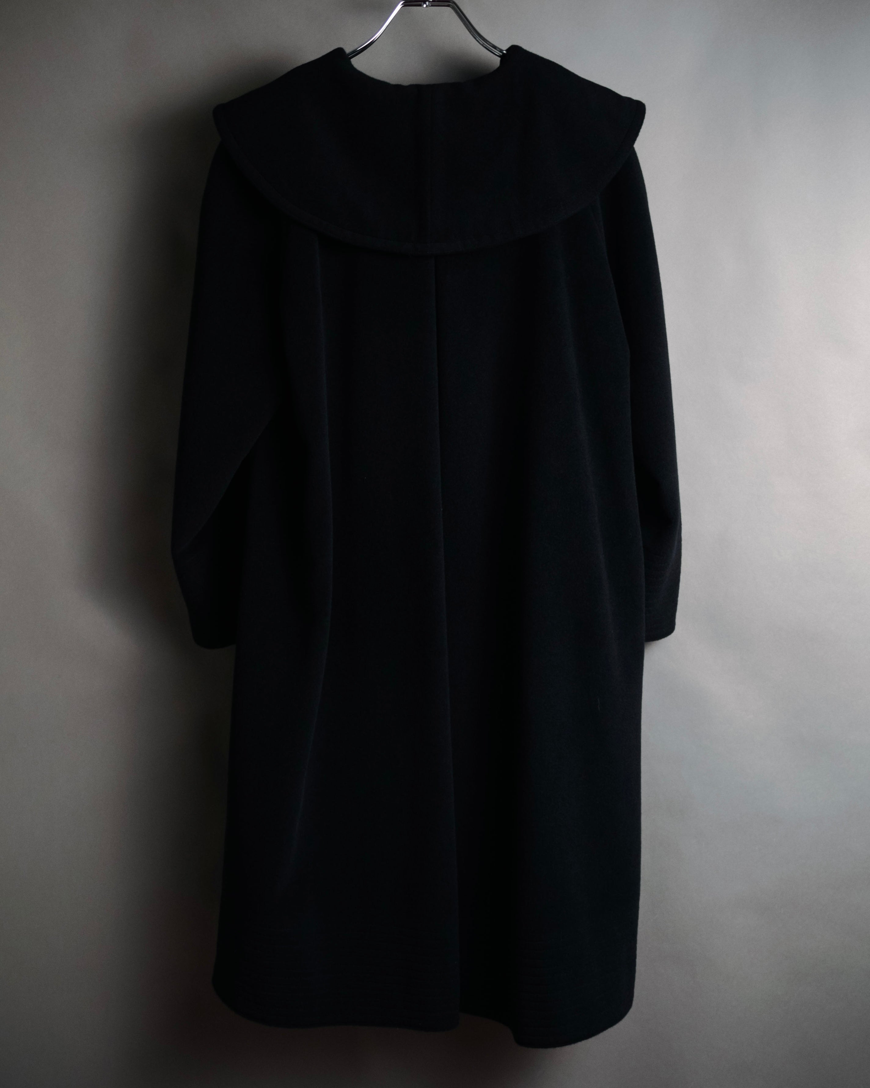 Christian Dior - Angora Blend Sailor Collar A-Line Coat - Black