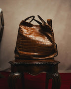 “Max Mara” 00’s-20’s crocodile-embossed 2way backpack