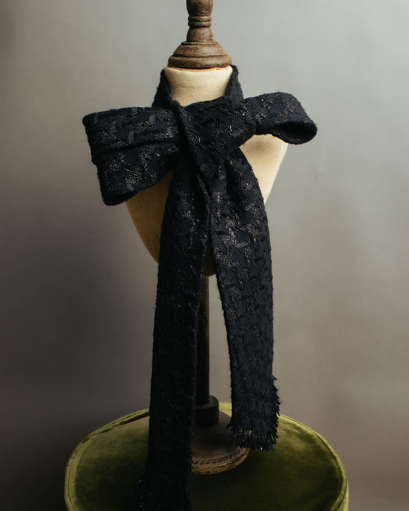 -SPECIAL- “CHANEL” 05Spring black tweed fringe necktie