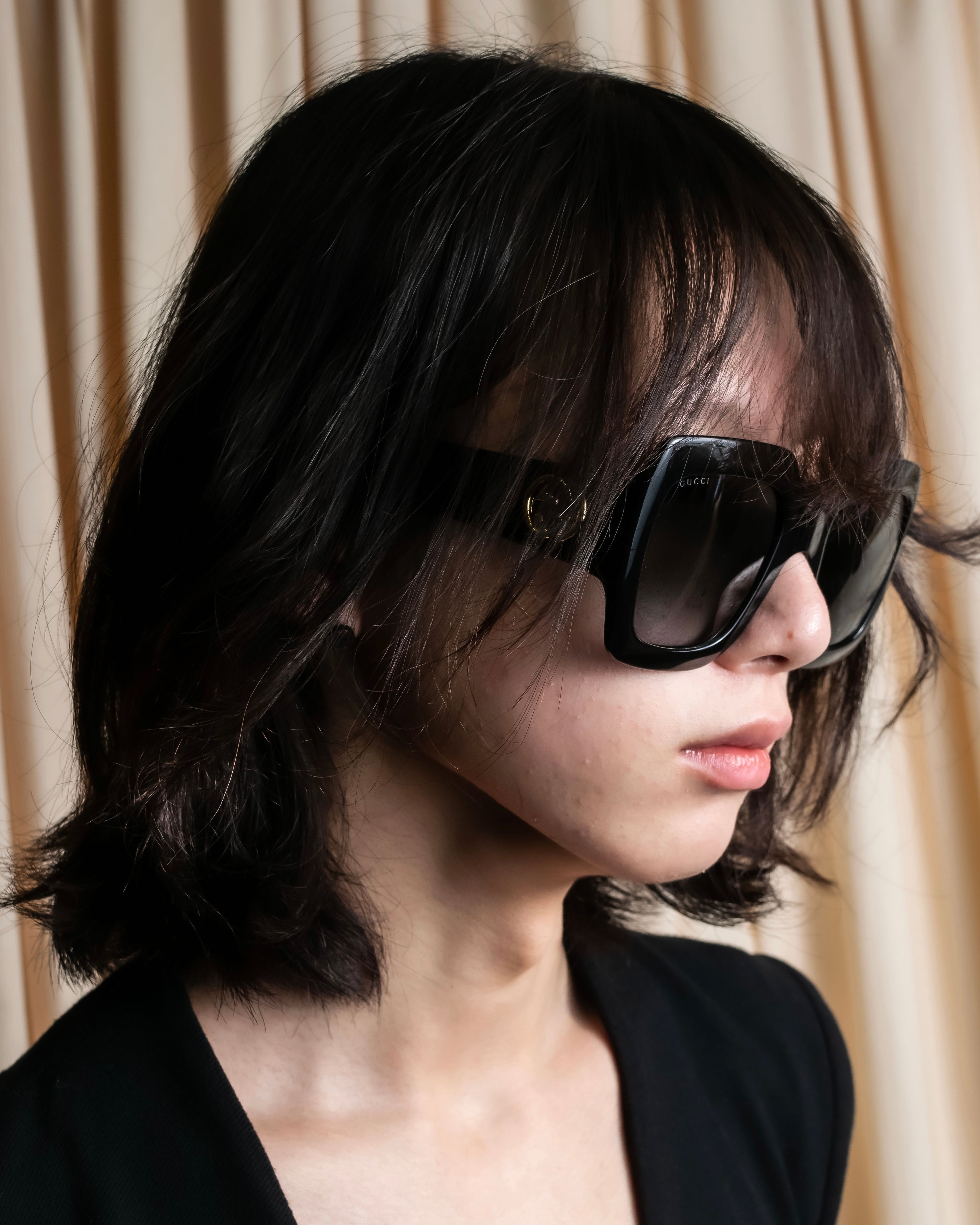 "GUCCI" GG medallion design square frame sunglasses