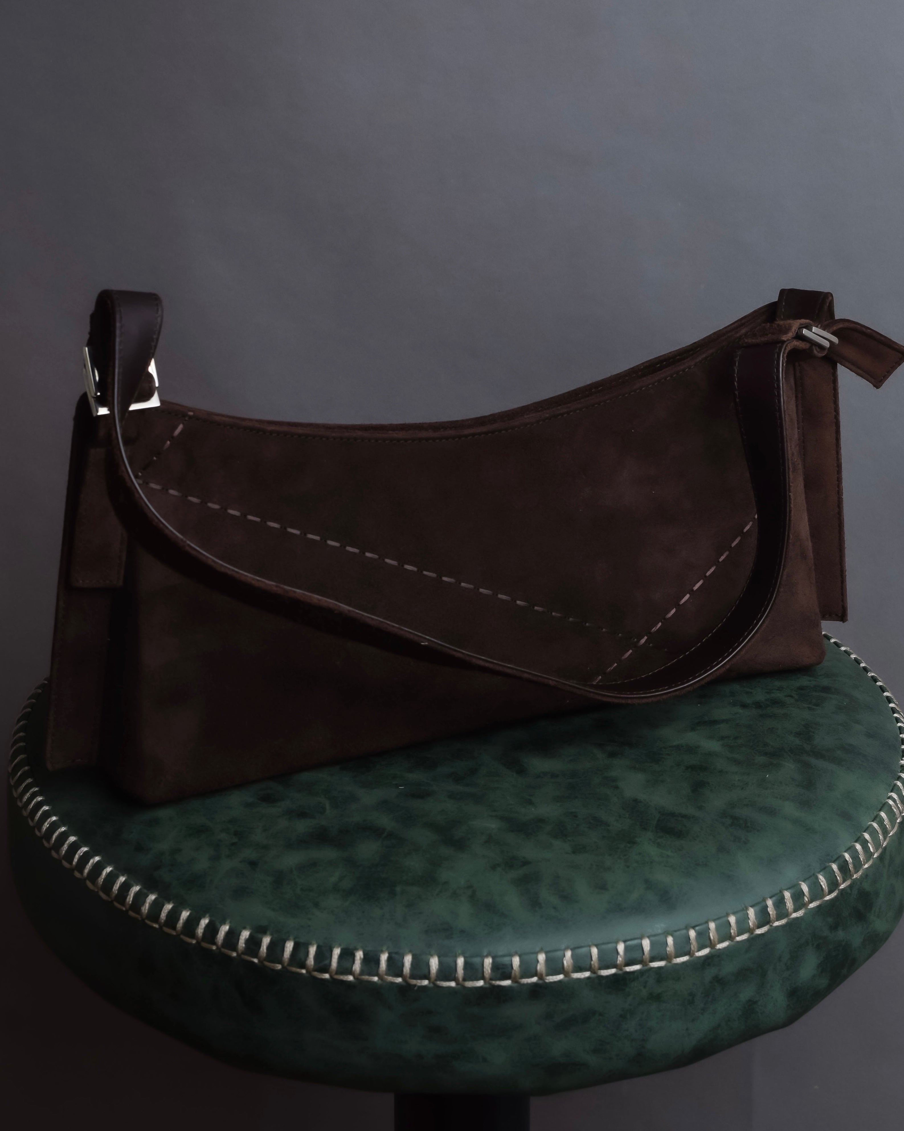 "Salvatore Ferragamo" Sharp form leather combination bag