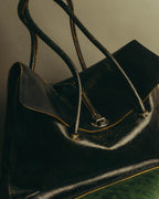 "Miu Miu" 90's-00's Cracked leather tote handbag