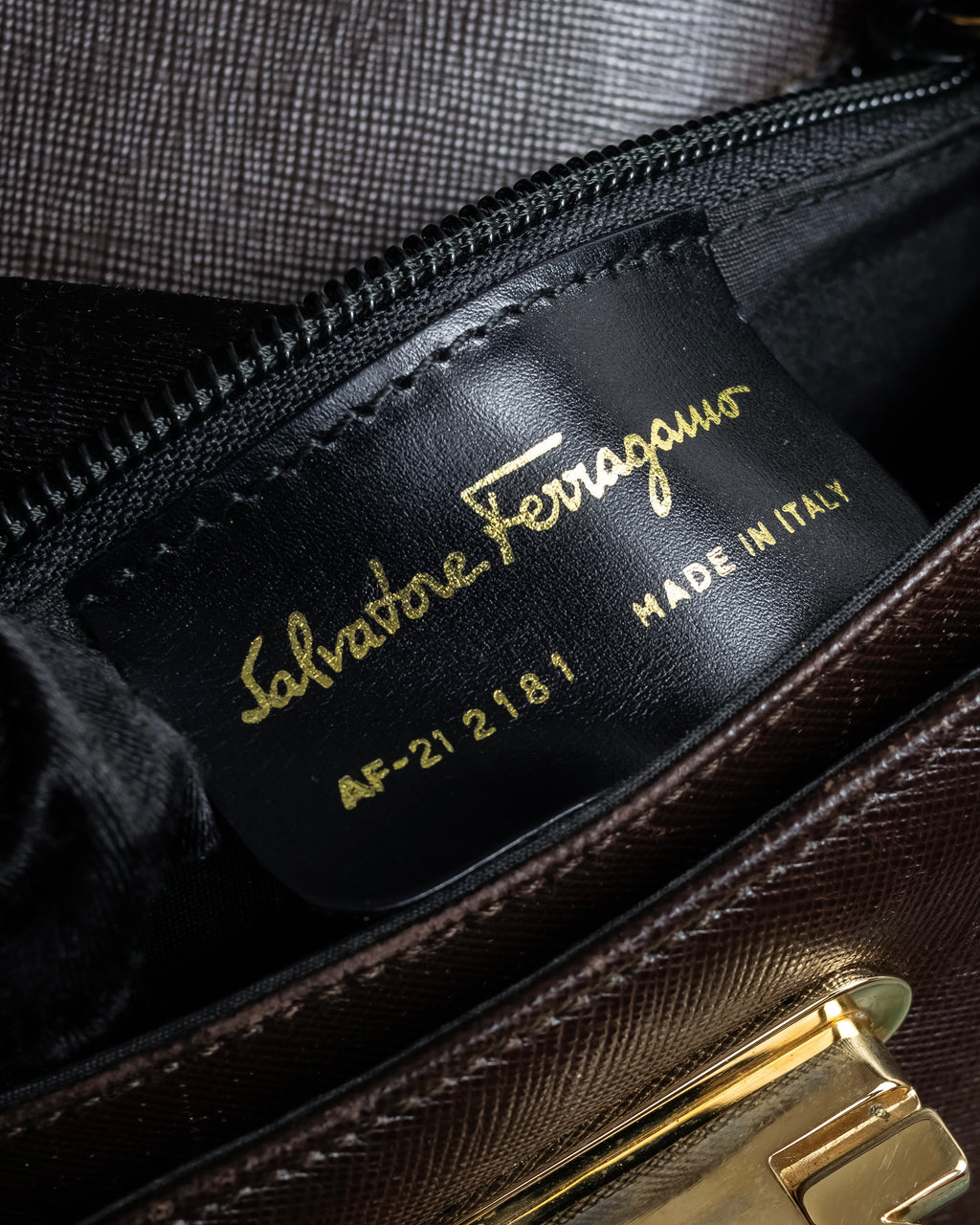 "Salvatore Ferragamo" Structured Gancini 2way dark brown leather bag