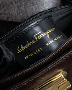 "Salvatore Ferragamo" Structured Gancini 2way dark brown leather bag