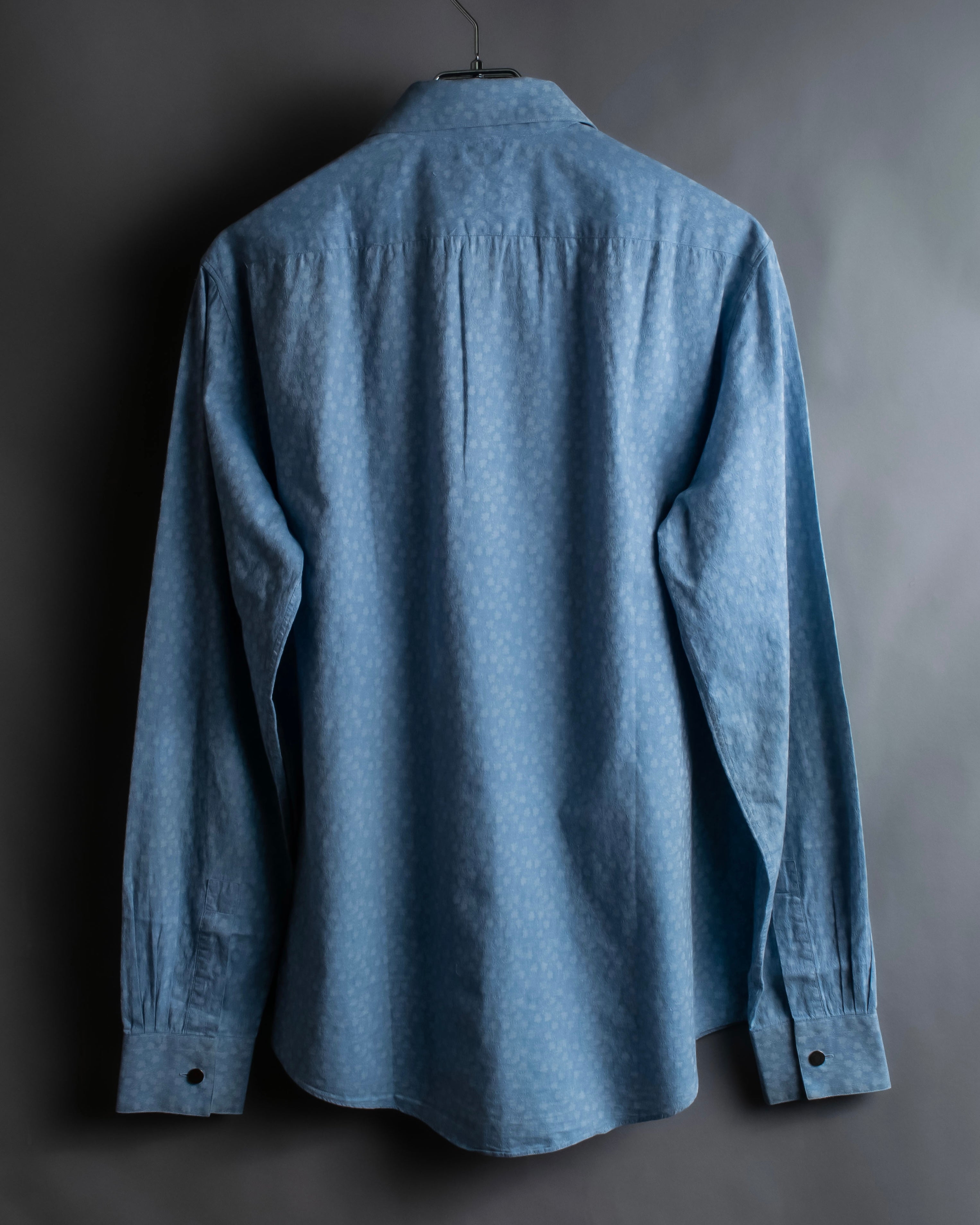 "HERMES" Saxe blue jacquard cotton shirt