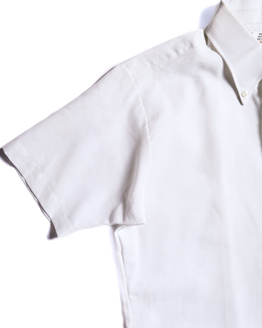 VINTAGE/ Button Down Short Sleeves White Shirt