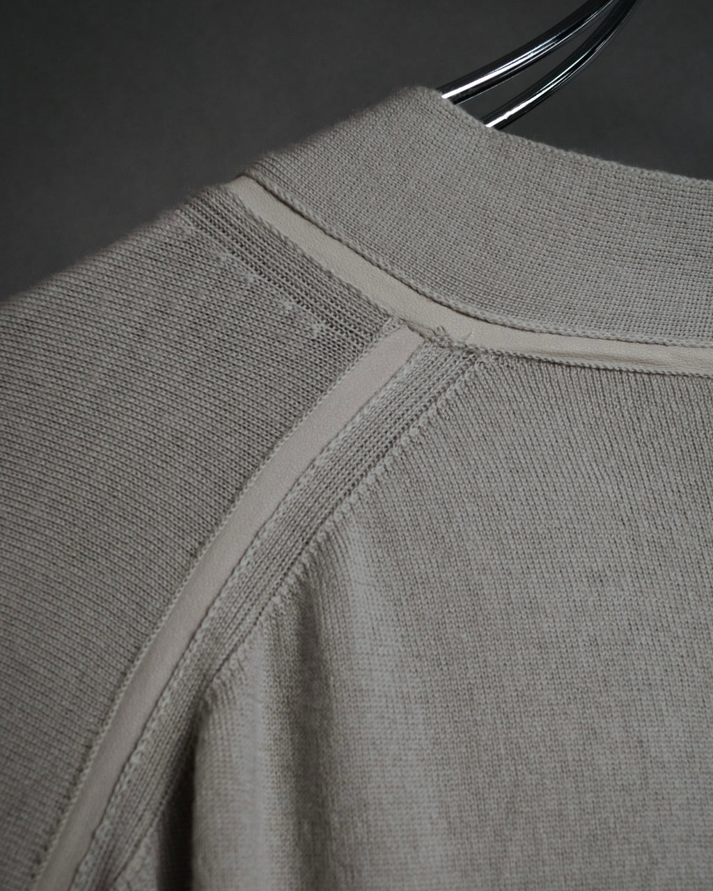 “HERMES” 2000’s Lambskin trimmed high gauge wool cardigan