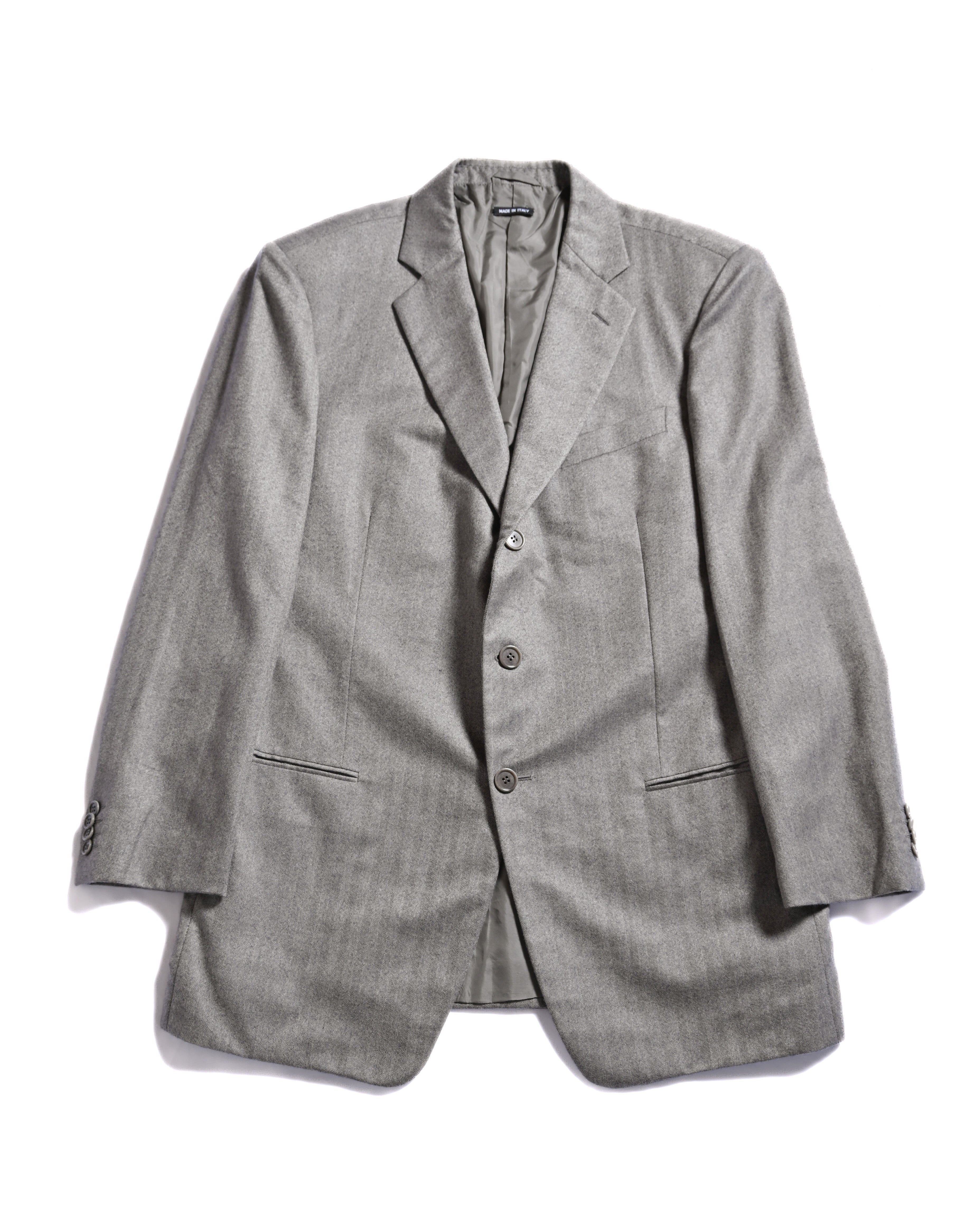 GIORGIO ARMANI/ Pure Cashmere Herringbone Oversized Tailored Jacket Gray