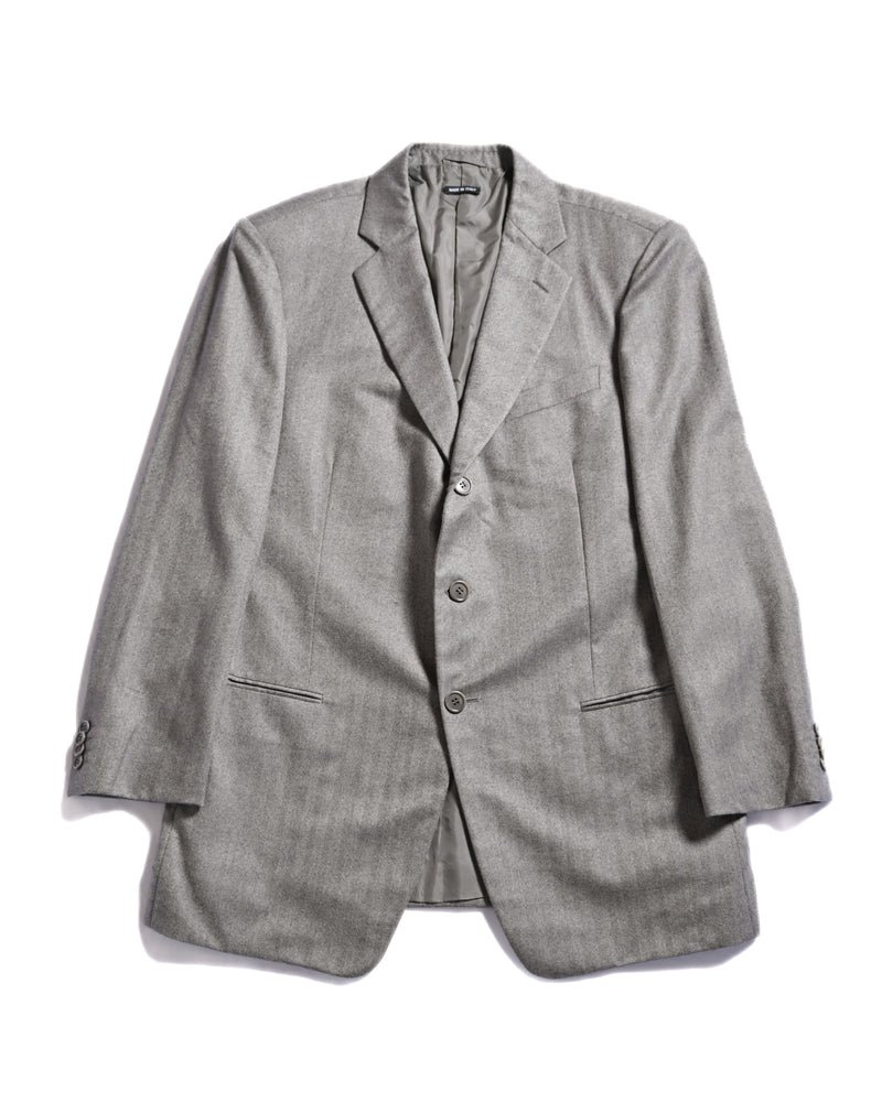 GIORGIO ARMANI/ Pure Cashmere Herringbone Oversized Tailored Jacket Gray