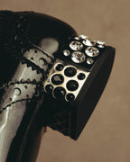 -SPECIAL- “Miu Miu” 2010’s Crystal embellished heel patent leather brogue shoes
