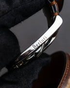 "Berluti" Patina finish curved buckle leather belt