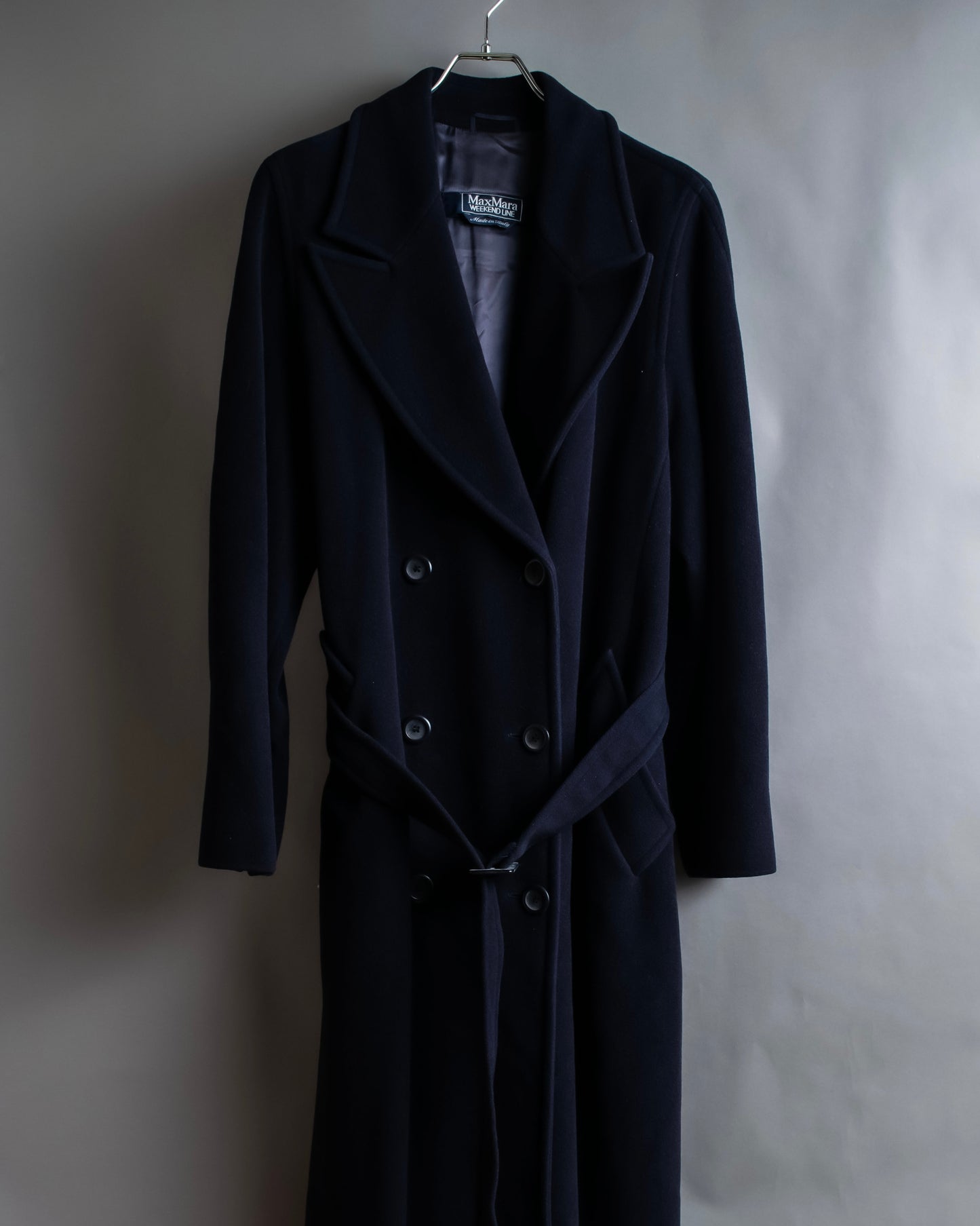 "Weekend Max Mara" Belted design double breasted maxi length wool chester coat