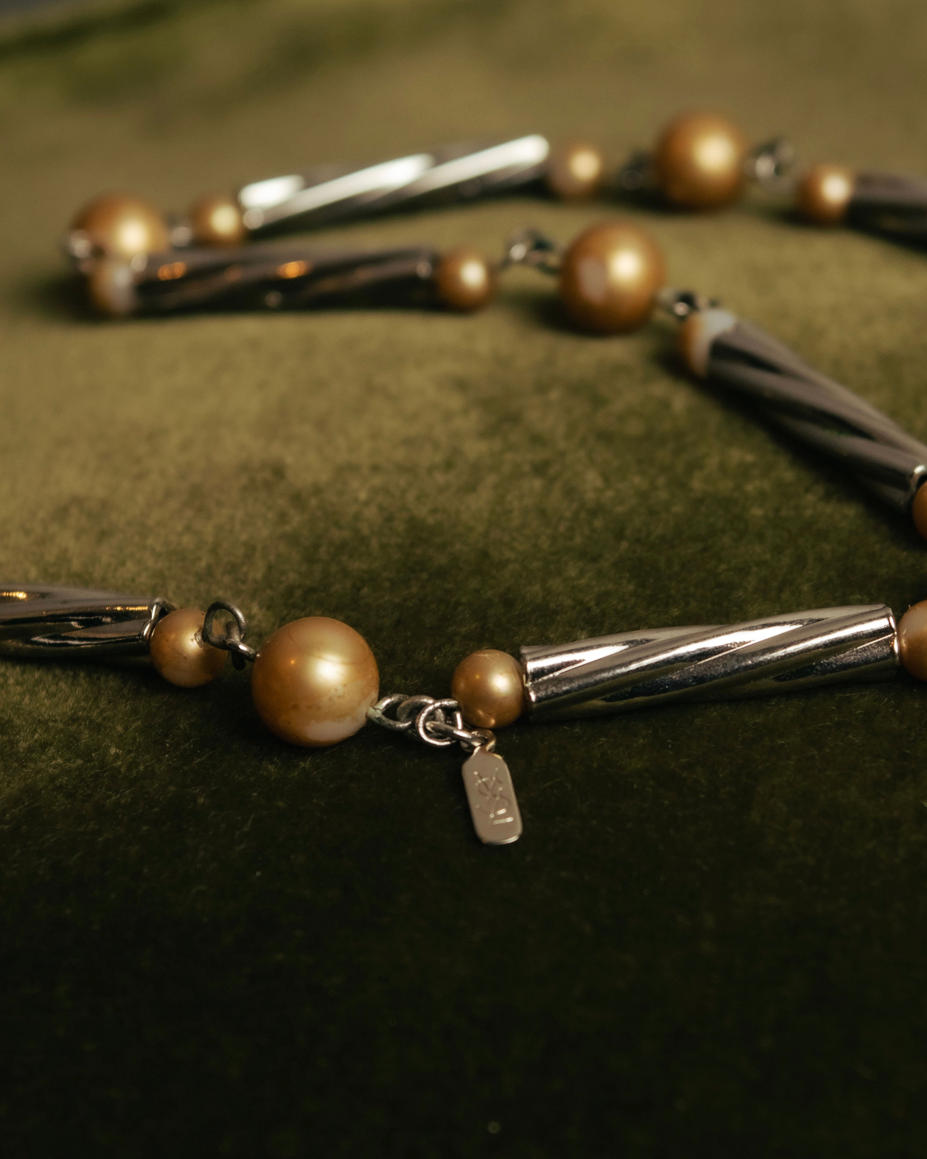 “Yves Saint Laurent” 80’s-90’s Cassandra logo mixed bead long necklace