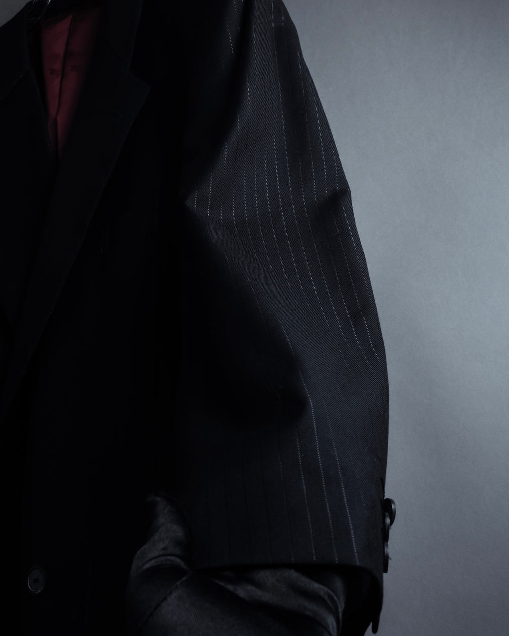 "BALENCIAGA" Chalk stripe pattern long silhouette set up