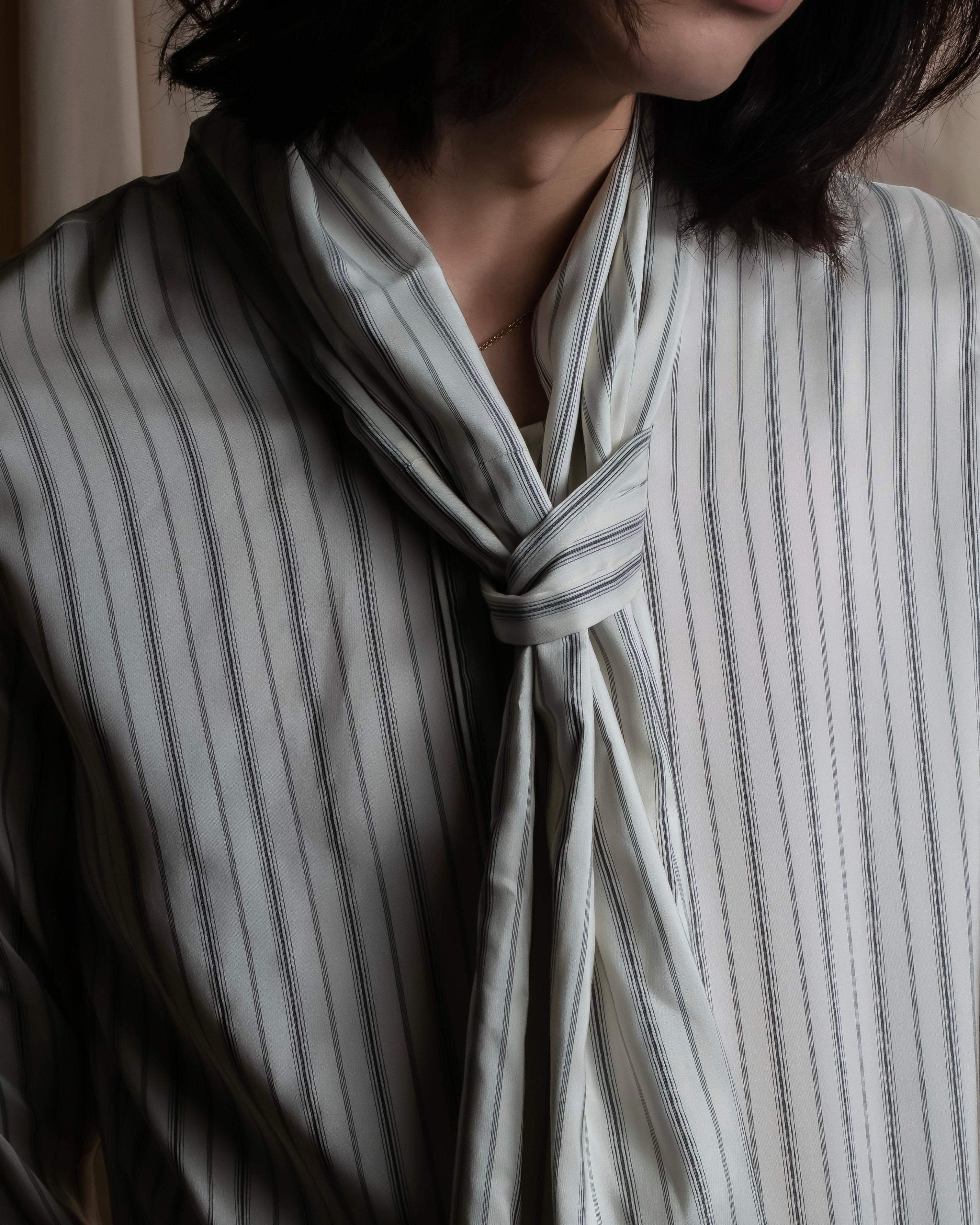 "MAISON MARGIELA" 16SS bowtie design striped long shirt