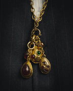 -SPECIAL - “CHANEL” 70’s-80’s Gripoix glass cabochon charm sautoir necklace