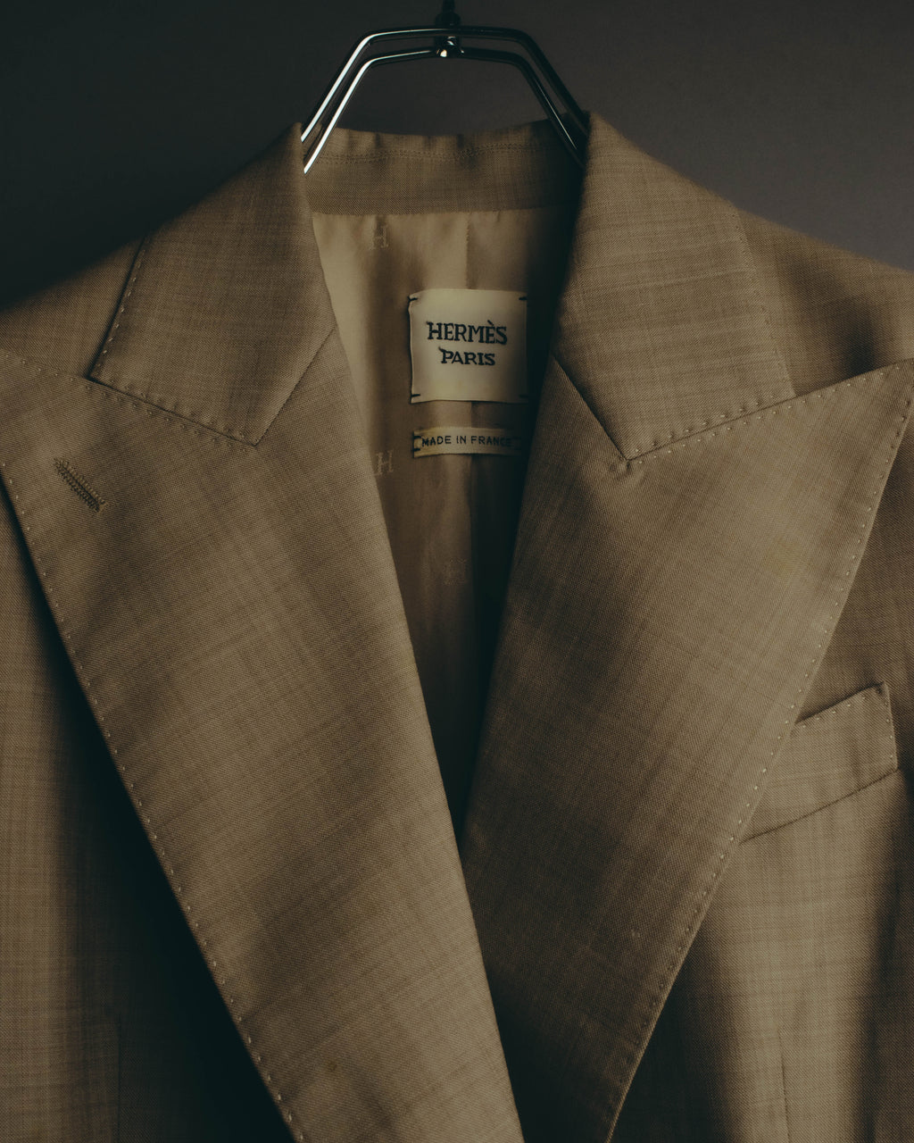 -SPECIAL- "HERMÈS" 90's-00's Wool silk tailored asymmetrical setup suit