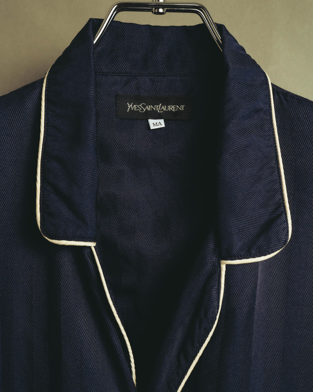 "Yves Saint Laurent" 90's-00's Herringbone silk pajama shirt