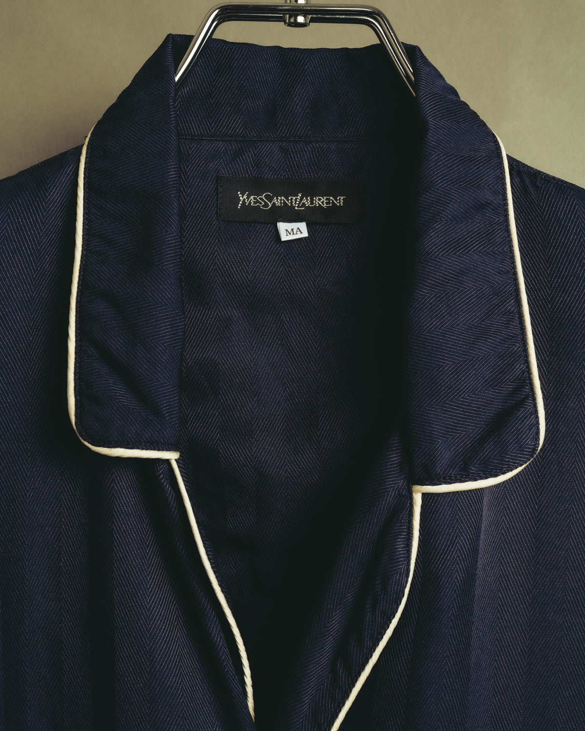 "Yves Saint Laurent" 90's-00's Herringbone silk pajama shirt