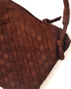 BOTTEGA VENETA/ Intrecciato Beautiful Suede Handbag Red Brown