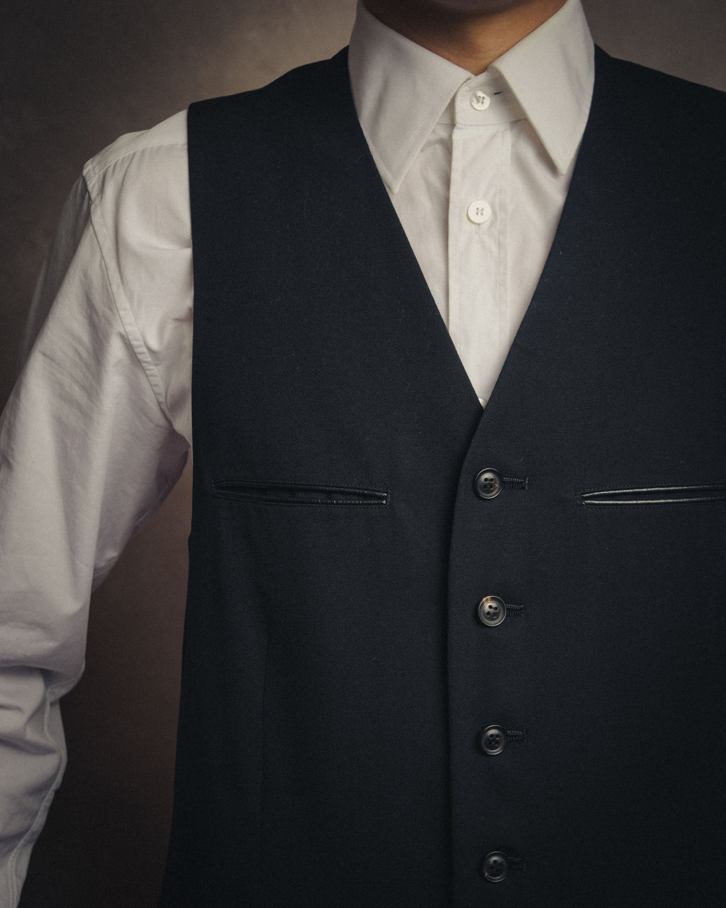-SPECIAL- “Y’s” 90’s long tailored leather-trimmed vest