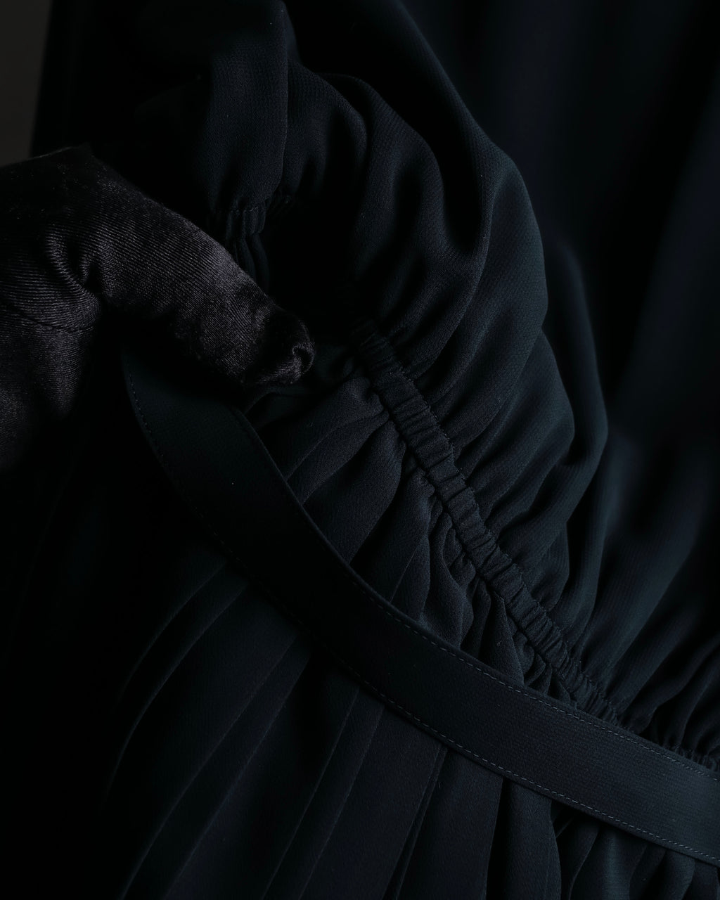 "SOANA" Bowtie belted design long black dress