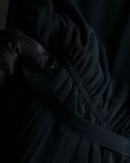 "SOANA" Bowtie belted design long black dress