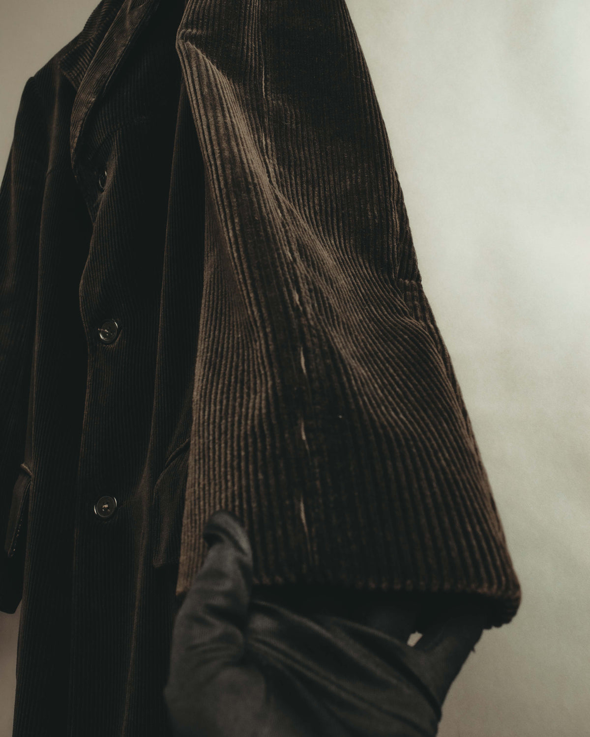 -SPECIAL- "GUCCI" 90's-00's Dark brown corduroy tailored chesterfield coat