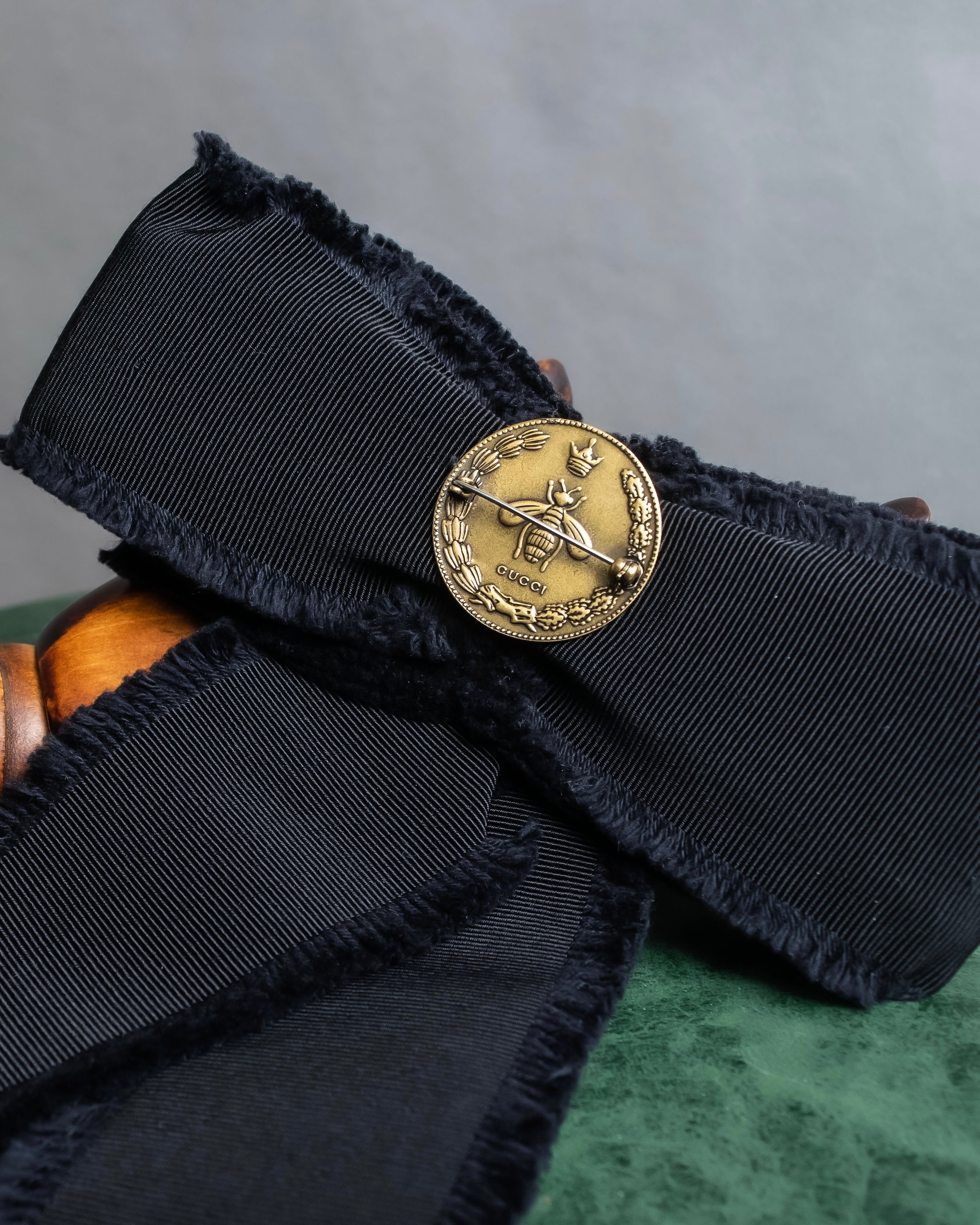 "GUCCI" Black bejeweled grosgrain ribbon