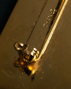 "CHANEL" Logo engraved gold plate brooch