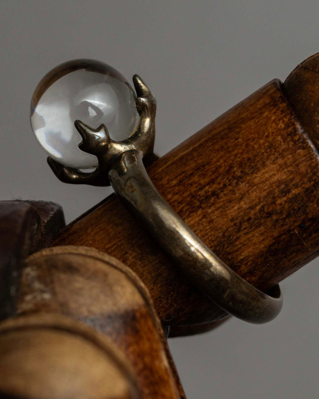 "KENZO" Transparent spherical top design silver 925 ring