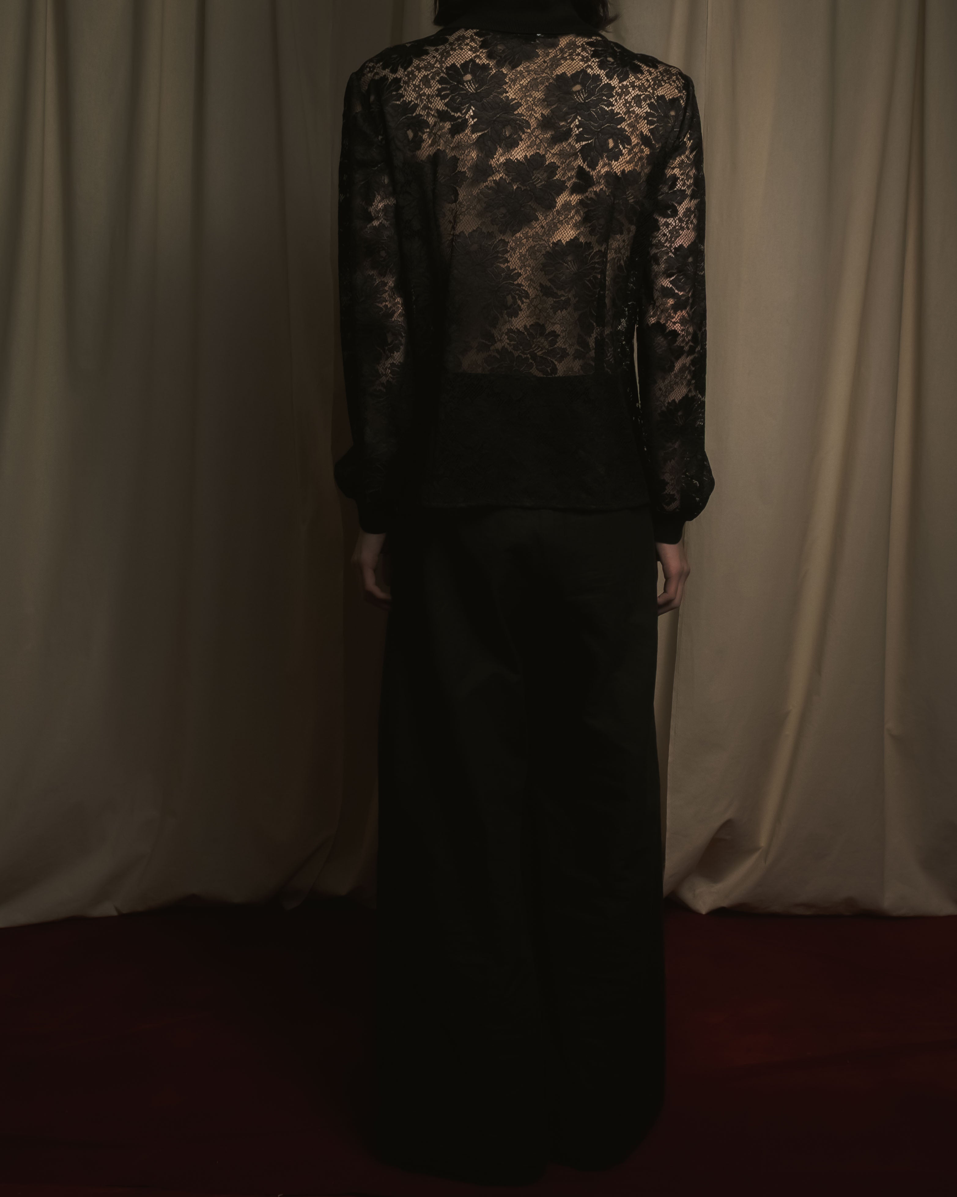 "VALENTINO MISS V" Late 80s botanical lace polo shirt