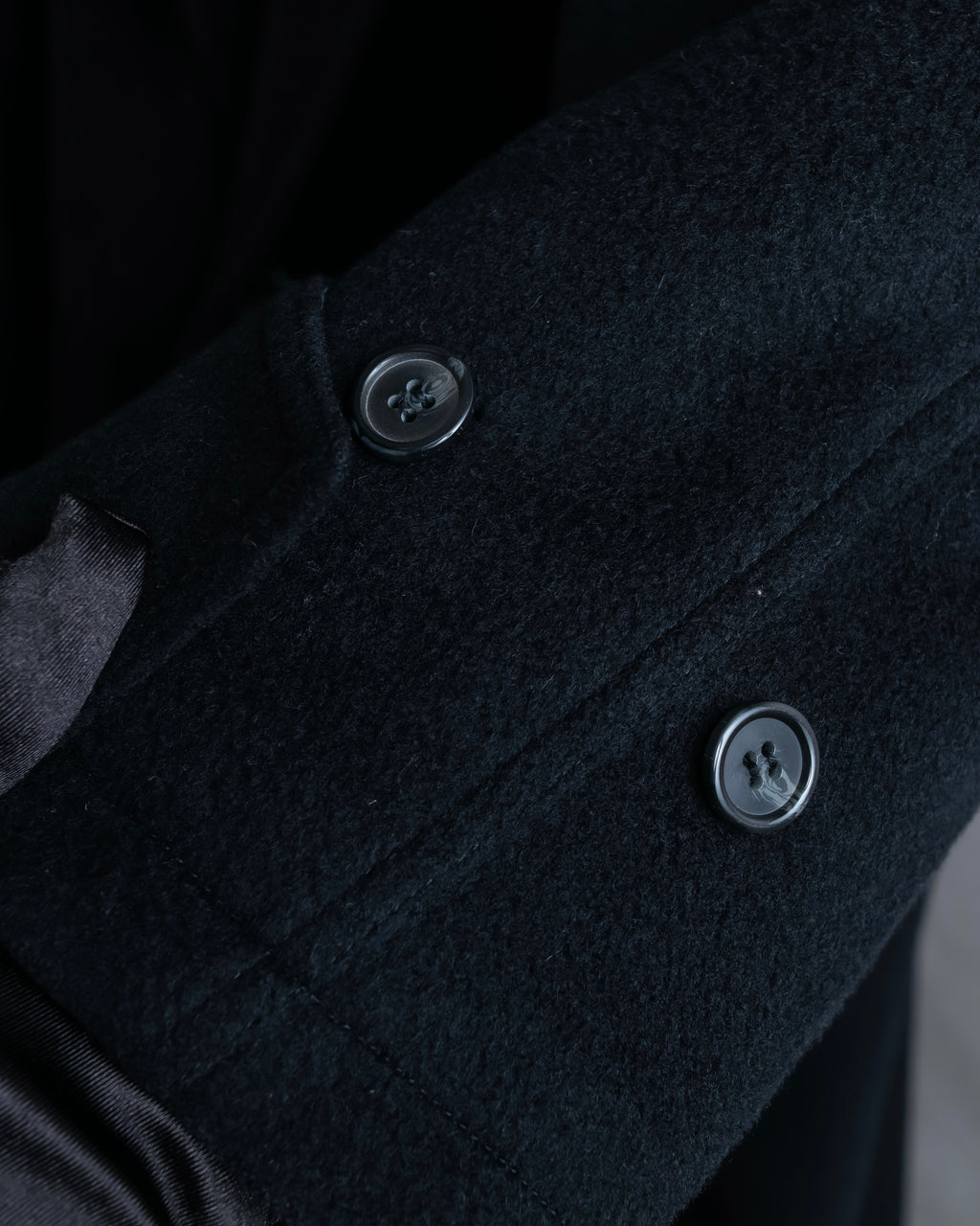 "GIANNI VERSACE UPDATE"
 Fur trimmed wool cashmere maxi double breasted coat