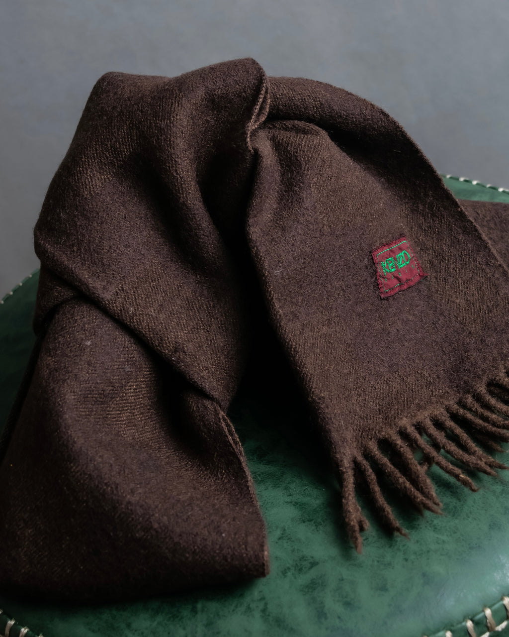 "KENZO" Chocolate brown color fringe muffler